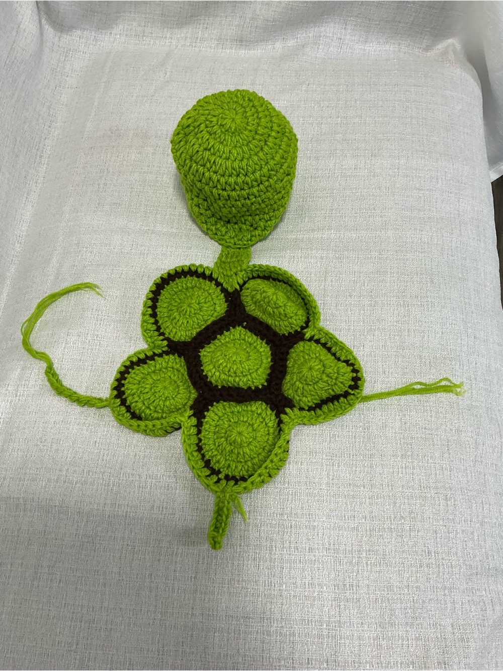 Baby Crochet Sea Turtle Costume in Green Shell Hat 0-3 months Handmade